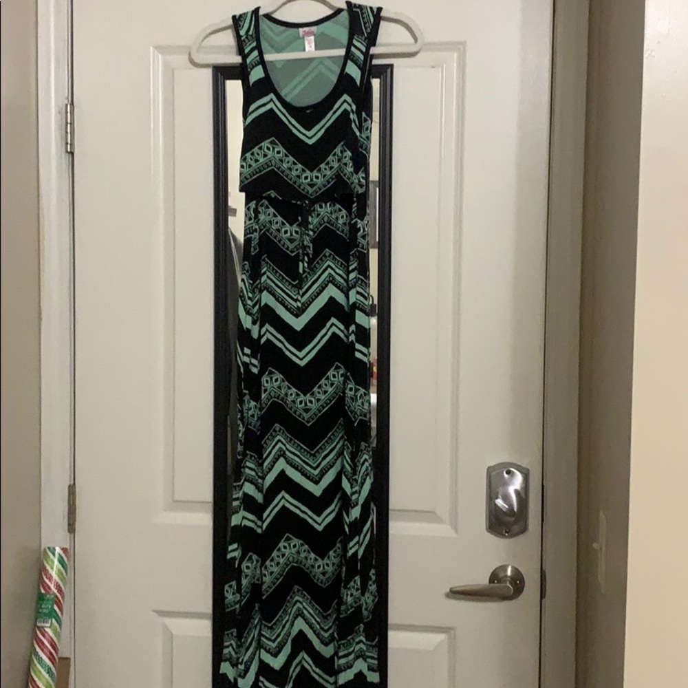 Long green and black dress